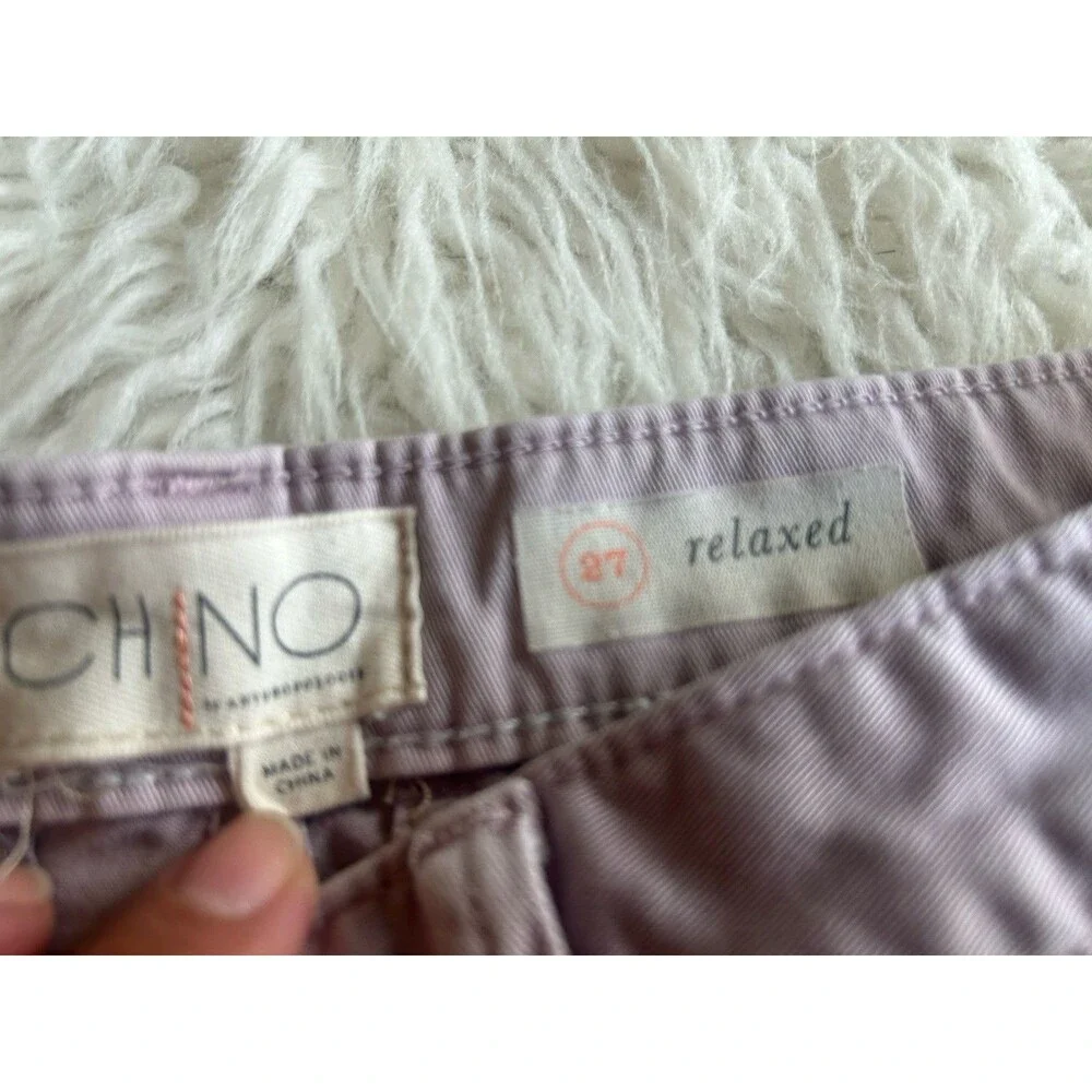 Anthropologie Chino 27 Relaxed Shorts Lilac Khaki Cotton Blend Summer - Picture 9 of 12